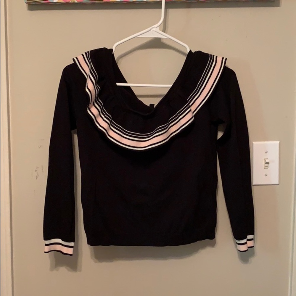 H&m ruffle striped off shoulder top